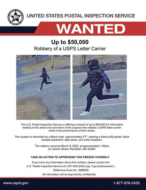 Postal Service Offers 50000 Reward In Search For Man Who Allegedly Robbed Letter Carrier In