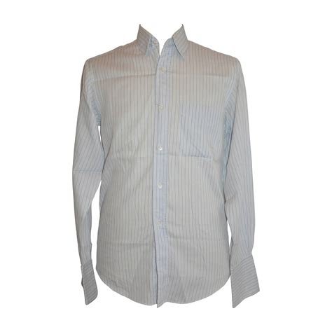 Hermes Mens Shades Of Blue Pinstripe Button Shirt For Sale At