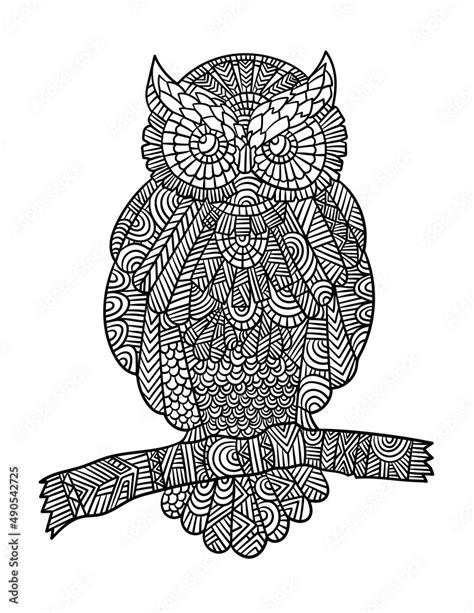 Owl Mandala Coloring Pages For Adults Stock Vector Adobe Stock