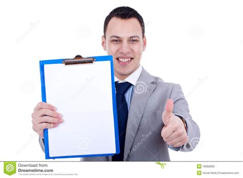 Businessman Presenting A Clipboard Stock Image Image Of Page Concept