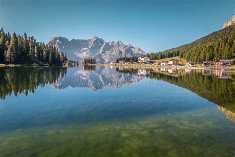 Lake Misurina In The Italian Alps Stock Photo Image Of Dolomite
