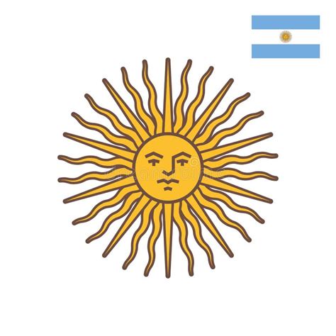 Flat Style Illustration Of Symbol Of Argentina Sun Of May Stock