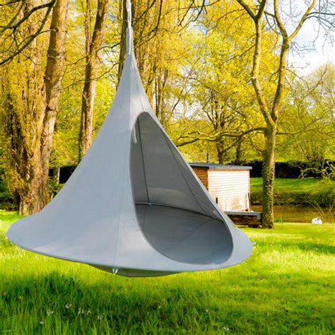The double hanging hammock in black is constructed with heavy duty materials and repels water. Double Hanging Cacoon In Grey - Cacoon | Cuckooland