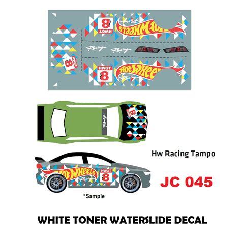 Jc045 Hw Racing Tampo Decals Hotwheels 164 Diecast Custom White