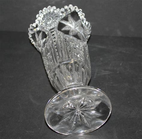 Antique Brilliant Cut Glass Celery Vase Signed Clark Ebay