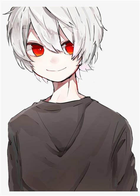 Animeboy Whitehair Redeyes Black Anime Boy Red Eyes