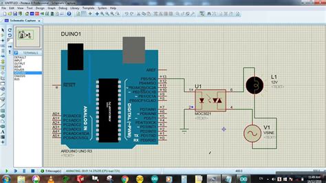 Arduino To Optocoupler To Control Ac Lamp Proteus Simulation Tutorial