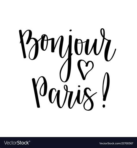 Bonjour Paris Lettering Design Travel Royalty Free Vector