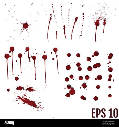 Set Of Various Blood Or Paint Splatters Realistic Vector Illustration