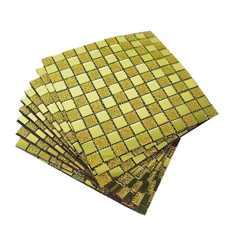 10 Pack 12x12 Gold Backsplash Peel And Stick Colored Glass Mosaic