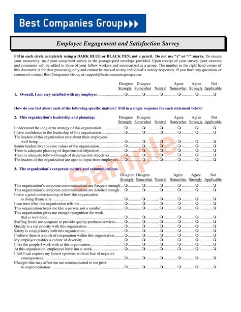 Employee Satisfaction Survey Form 14 Examples Format Pdf Tips