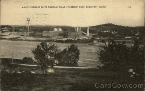 Maine Seaboard Paper Company Mills Penobscot River Bucksport Me Postcard