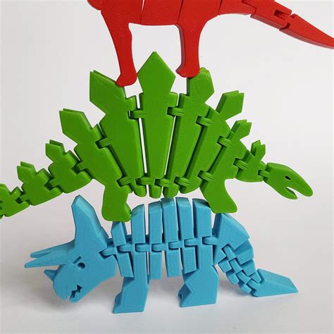 Set Of 6 Dinosaurus Figures 3d Printed Flexible Toy Etsy