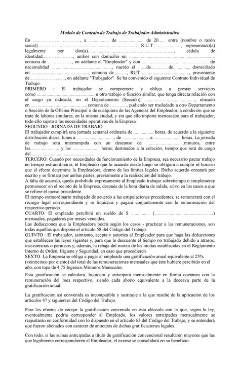 Articles Contrato Trabajador Administrativo Modelo De Contrato