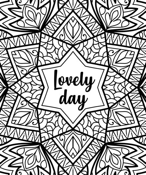 Motivational Quote With Mandala Background Colouring Book Page Vector