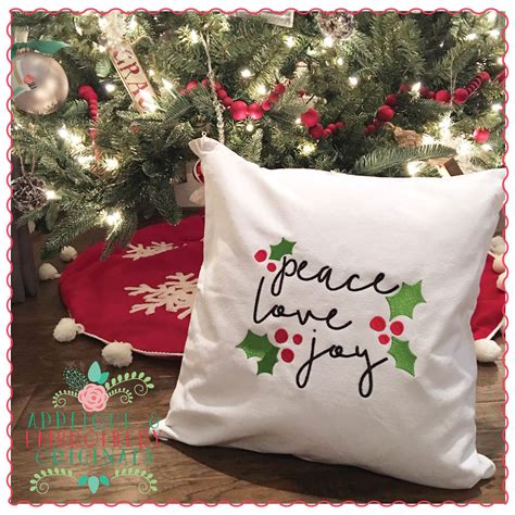 1332 Christmas Peace Love Joy Embroidery Design Applique And Embroidery