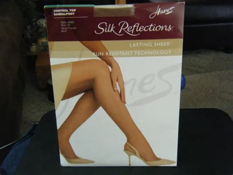 hanes silk reflections control top sandalfoot pantyhose barely there size ef 18 57 picclick