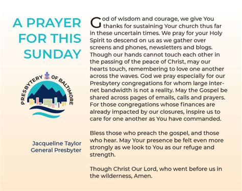 A Prayer For This Sunday Presbytery Of Baltimore