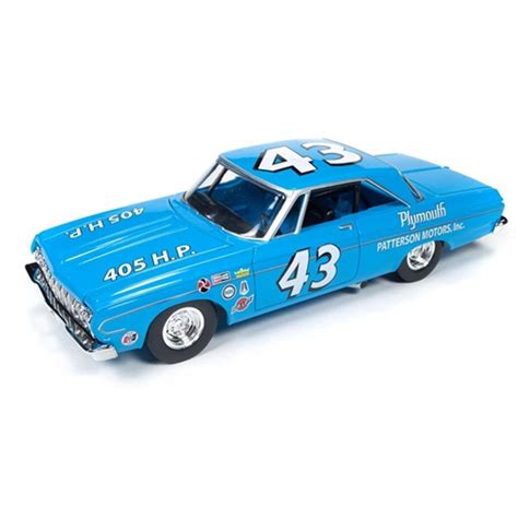 1964 Plymouth Belvedere 43 Race Car Light Blue Auto World Aw24001