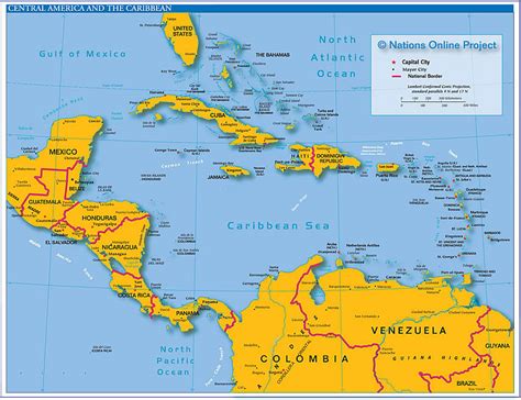 political map of central america and the caribbean west indies nations online project