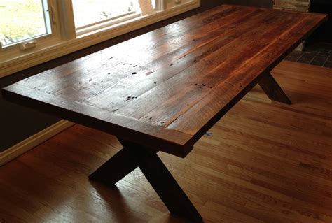 reclaimed wood cross table
