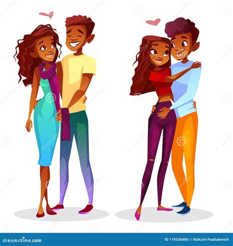 Black Afro American Couple Vector Illustration Stock Vector