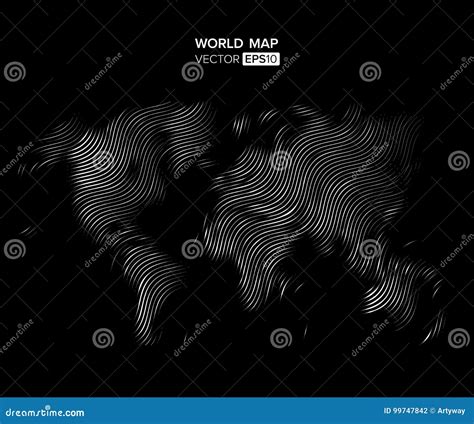 Linear Blank Grey World Map Isolated On White Background Vector Globe