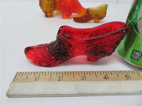 Vintage Glass Shoes And Boots Collection Of 4amber And Ruby Etsy