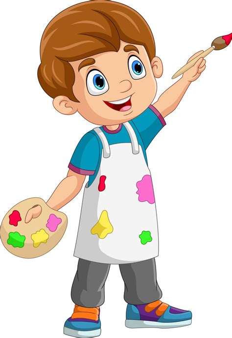 Cartoon Boy Painting On White Background 8916481 Vector Art At Vecteezy
