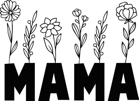 Mama sign and flowers, floral mothers day gift free svg file - SVG Heart