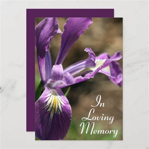 Purple Iris Memorial Service Announcement Zazzle Purple Iris Memorial Service Purple
