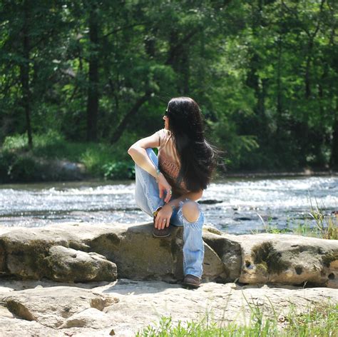 Free Images Nature Woman River Summer Vacation Portrait Jeans Sitting Lifestyle