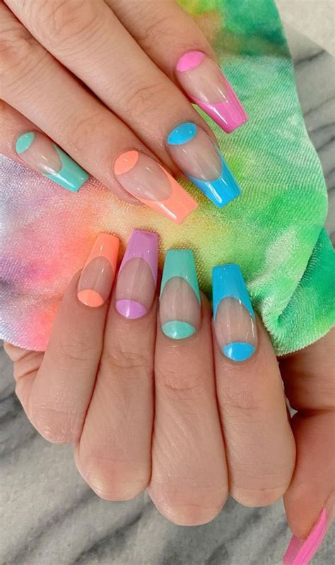 Summer Nail Designs You Ll Probably Want To Wear Colourful Half Moon