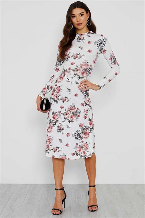 Tracy Long Sleeve Floral Midi Dress Dresses From Walg London Uk