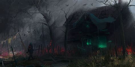 Download Tree Dark Night Fantasy House Hd Wallpaper By Ismail Inceoglu