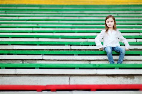 Cute Girl Sitting Stadium Seat Stock Photos Free And Royalty Free Stock