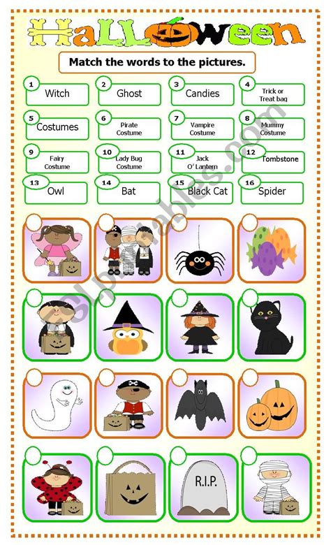 Halloween Matching2 Esl Worksheet By Teacher78