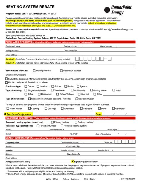 Centerpoint Energy Rebate Forms Fill Out And Sign