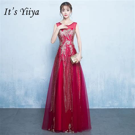 buy it s yiiya vintage wine red gold pattern bridesmaid dresses elegant o neck