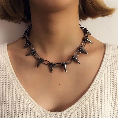 Big O Round Punk Rock Gothic Chokers Women Men Leather Silver Spike