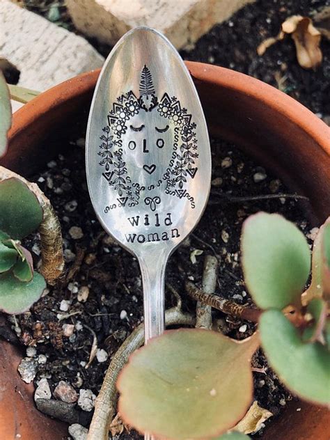Coffee Spoon Stamped Silver Spoon Wild Woman Mothers Etsy Stamped