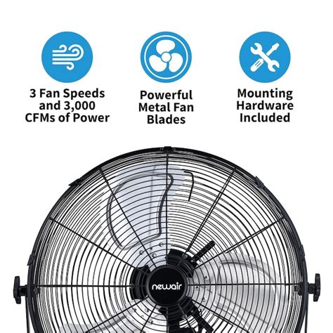 Newair Outdoor Rated High Velocity Fans 18 In Outdoor Black Wall