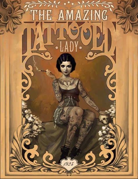 the amazing tattooed woman tatuagem art nouveau art nouveau tattoo vintage circus posters