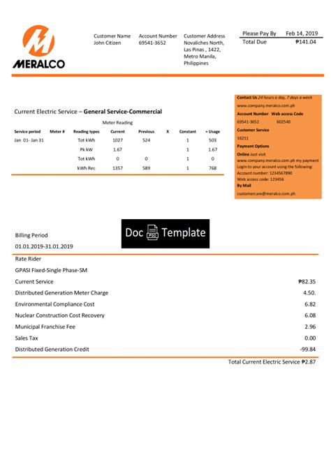 Philippines Meralco Utility Bill Template Psd Psd Templates