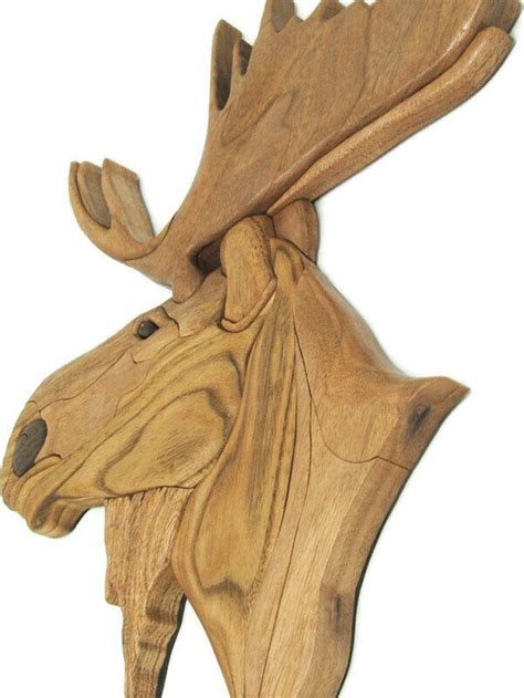 Moose Intarsia Wood Art Trophy Moose Etsy