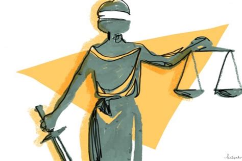 Original ink and pen drawing illustration, the allegory of justice, themis, on white background. Infojus Noticias