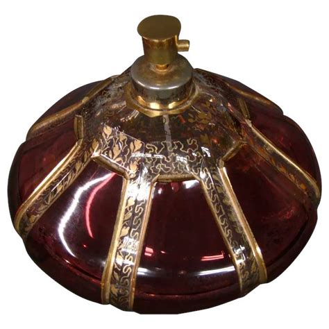 Bohemian Moser Ruby Cabochon And Gold Perfume Scent Bottle The Blue