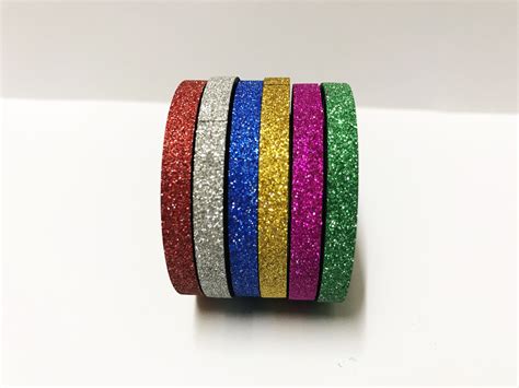 6 rolls of glitter washi tape thin washi tape skinny washi etsy uk