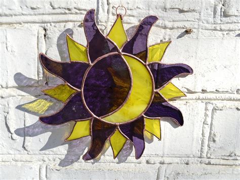 Sun And Moon Stained Glass Suncatcher Stained Glass Window Etsy