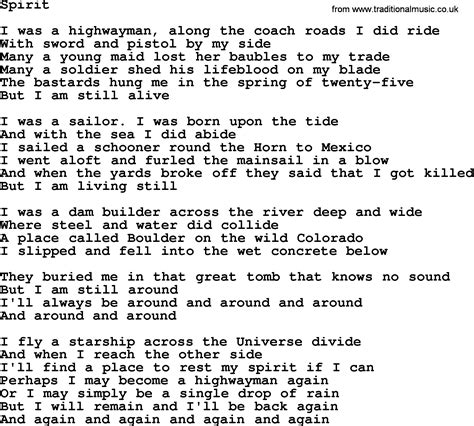 Willie Nelson Song Spirit Lyrics
